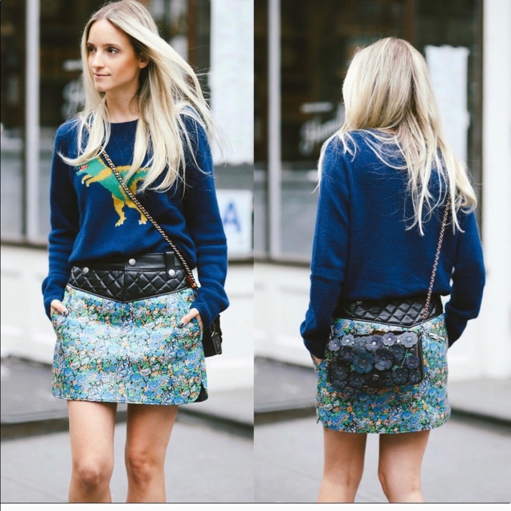 Coach 1941 Floral Leather Mini Skirt